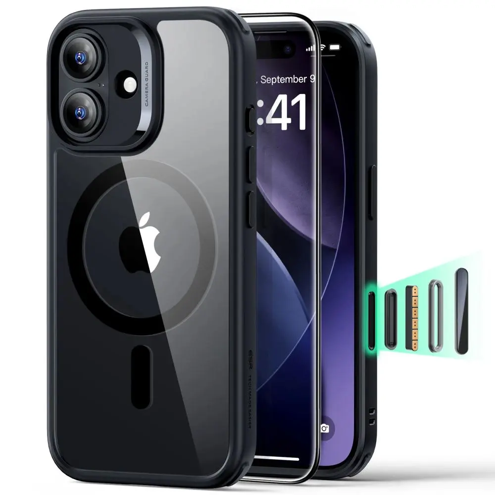 ESR Classic Hybrid MagSafe + tvrzené sklo, iPhone 17, černé