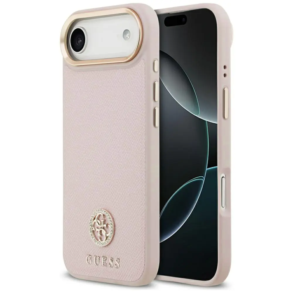 Guess Grained Strass Logo MagSafe GUHMP17MPGCRMDEP iPhone 17 Air růžová