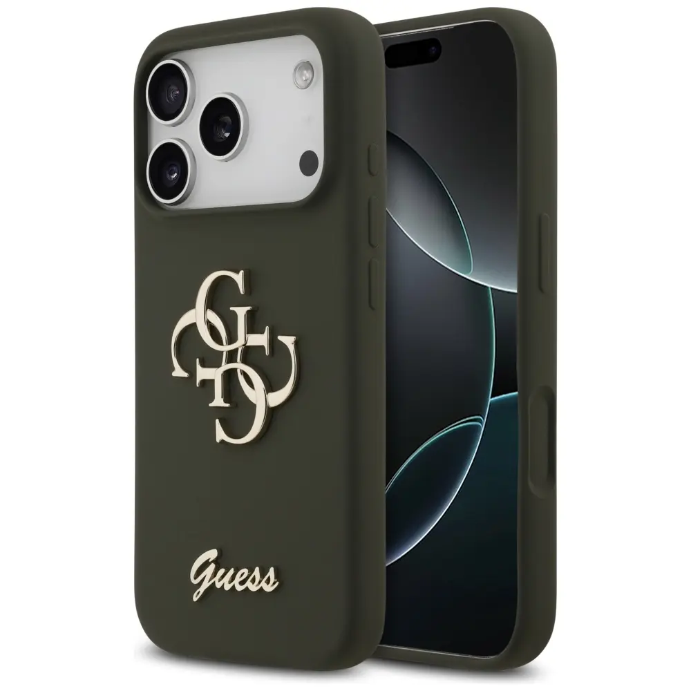 Guess - Silicone Big 4G Script pouzdro pro iPhone 17 Pro - khaki