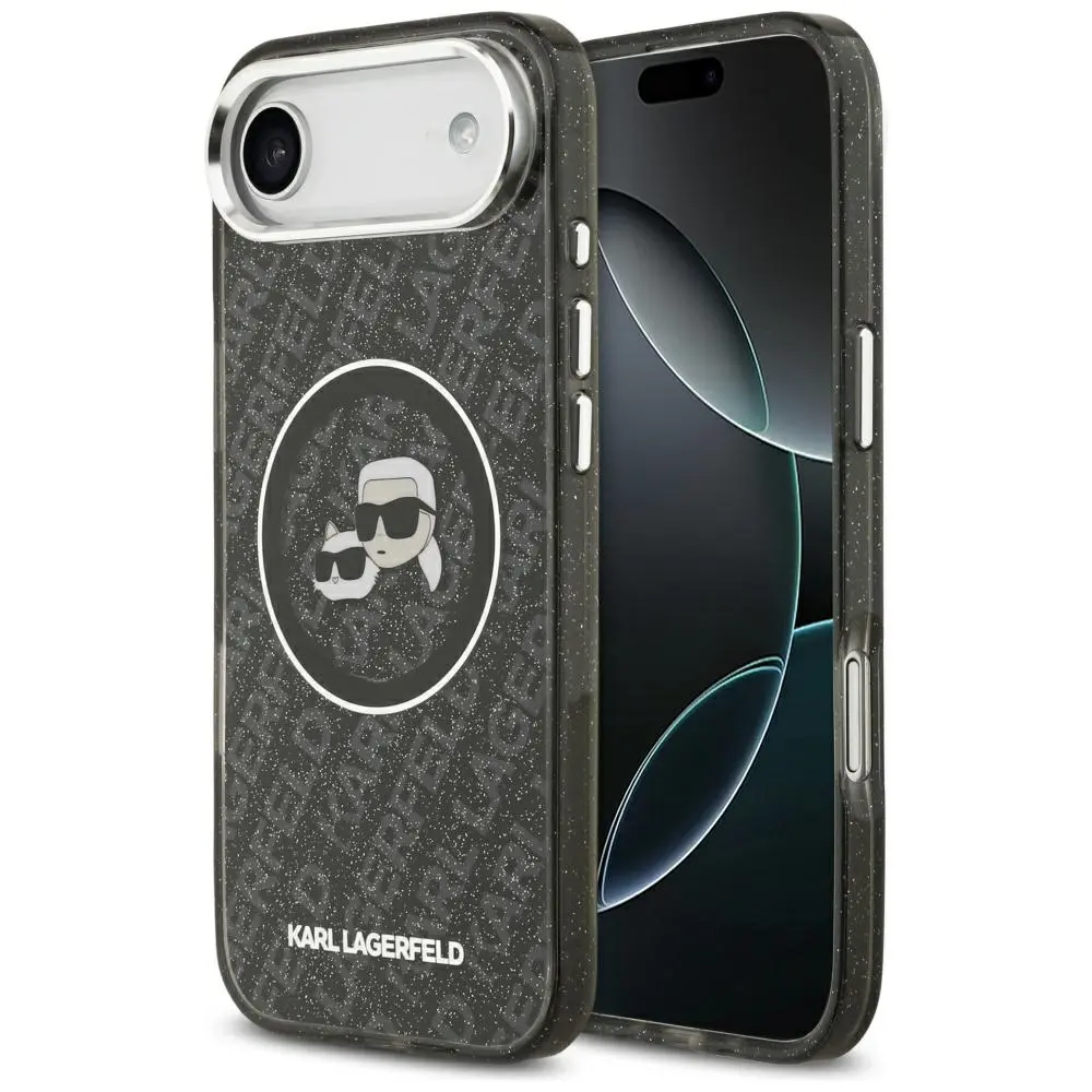 Karl Lagerfeld IML Glitter K&amp;C Heads Logo MagSafe iPhone 17 Air černá