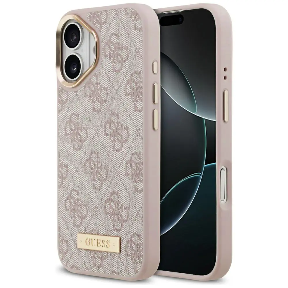 Guess Hardcase 4G Logo Plate MagSafe iPhone 17 Růžová