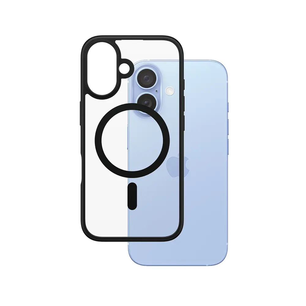 PanzerGlass® HardCase Black MagSafe &amp; Frame Series iPhone 16 průhledný