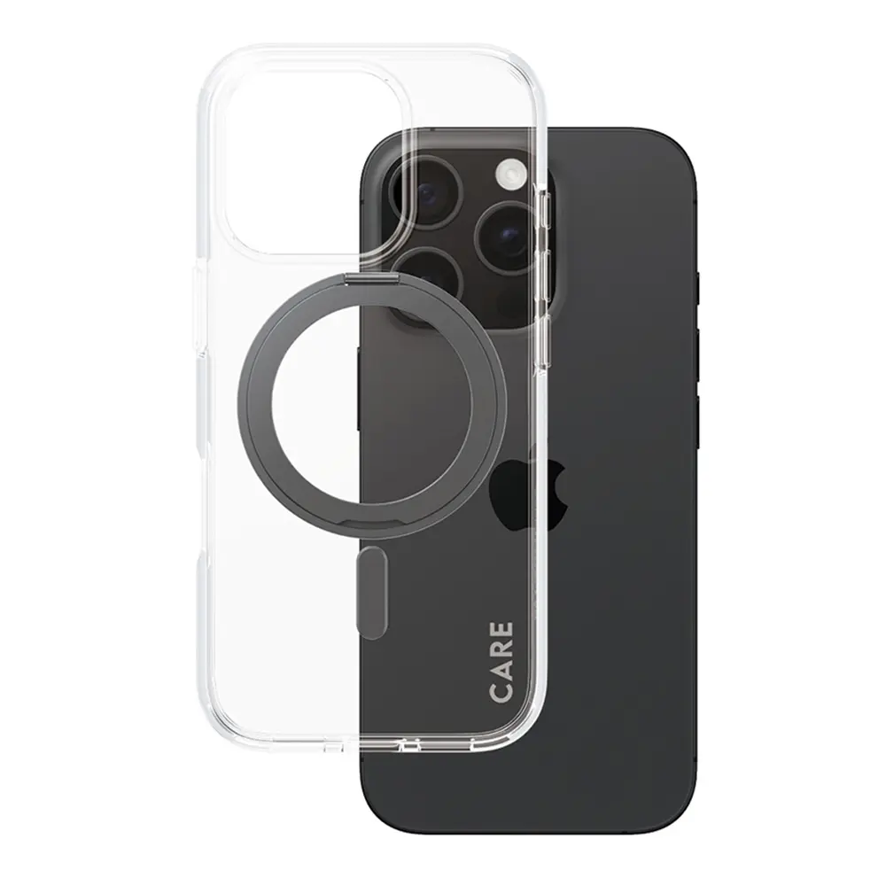 PanzerGlass® CARE Black Kickstand &amp; MagSafe pro iPhone 16 Pro průhledný