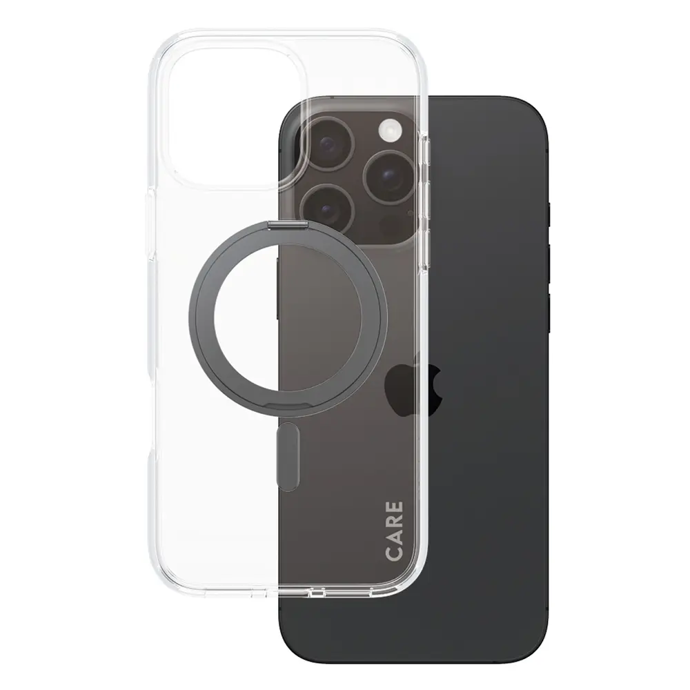 PanzerGlass® CARE Black Kickstand &amp; MagSafe iPhone 16 Pro Max Průhledný