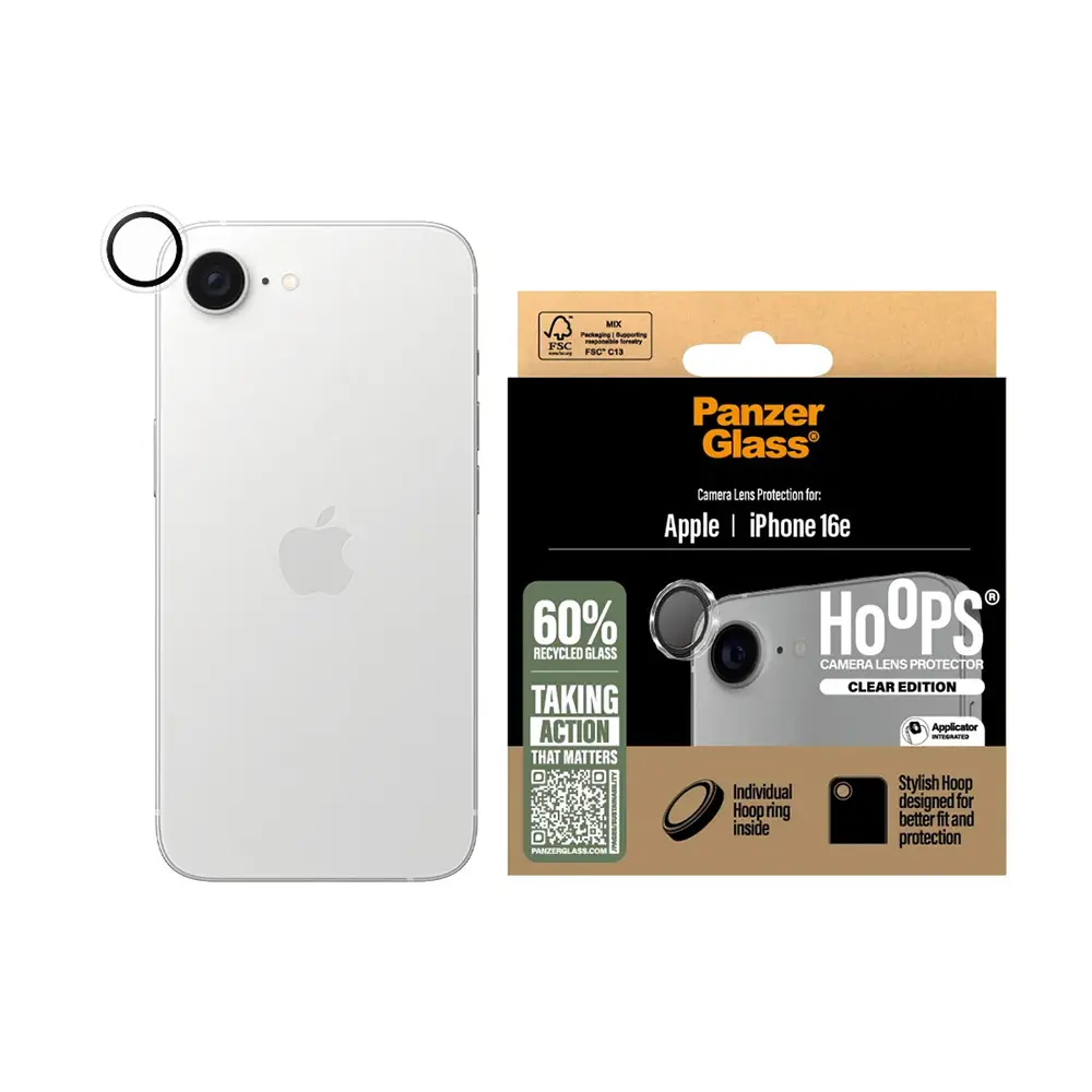 PanzerGlass® Hoops® ochrana čočky fotoaparátu iPhone 16e průhledná