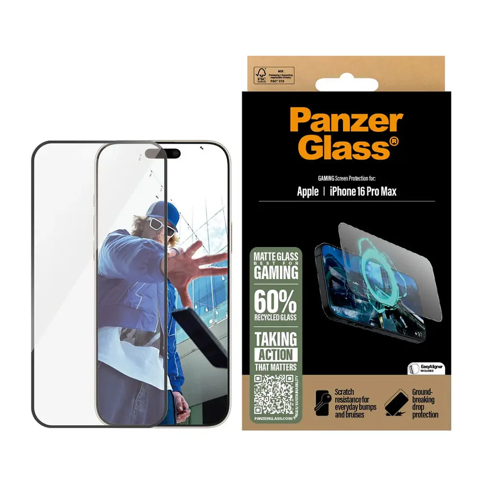 PanzerGlass® Ultra-Wide Fit herní ochranné sklo iPhone 16 Pro Max matná černá