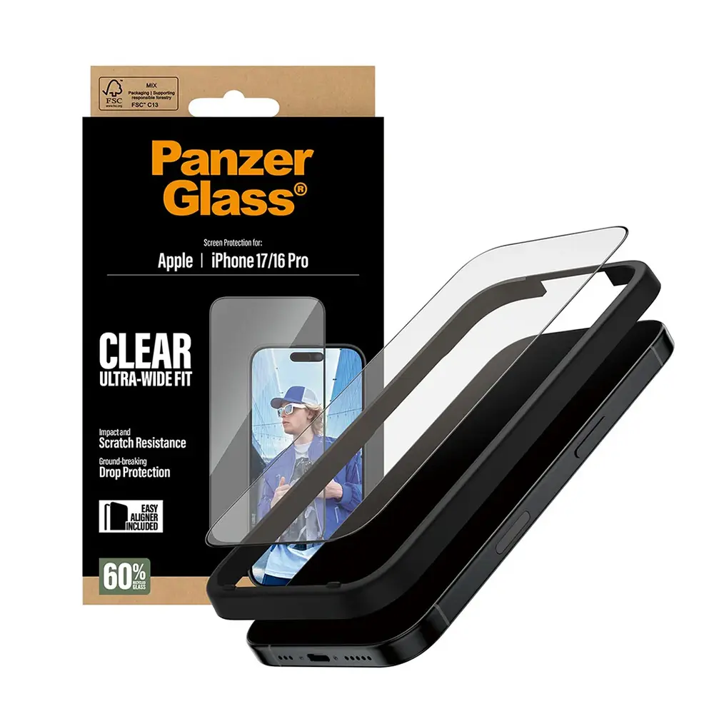 PanzerGlass® PanzerGlass - Ultra-Wide Fit ochranné sklo s instalačním rámečkem EasyAligner pro iPhone 17 / iPhone 16 Pro - černé