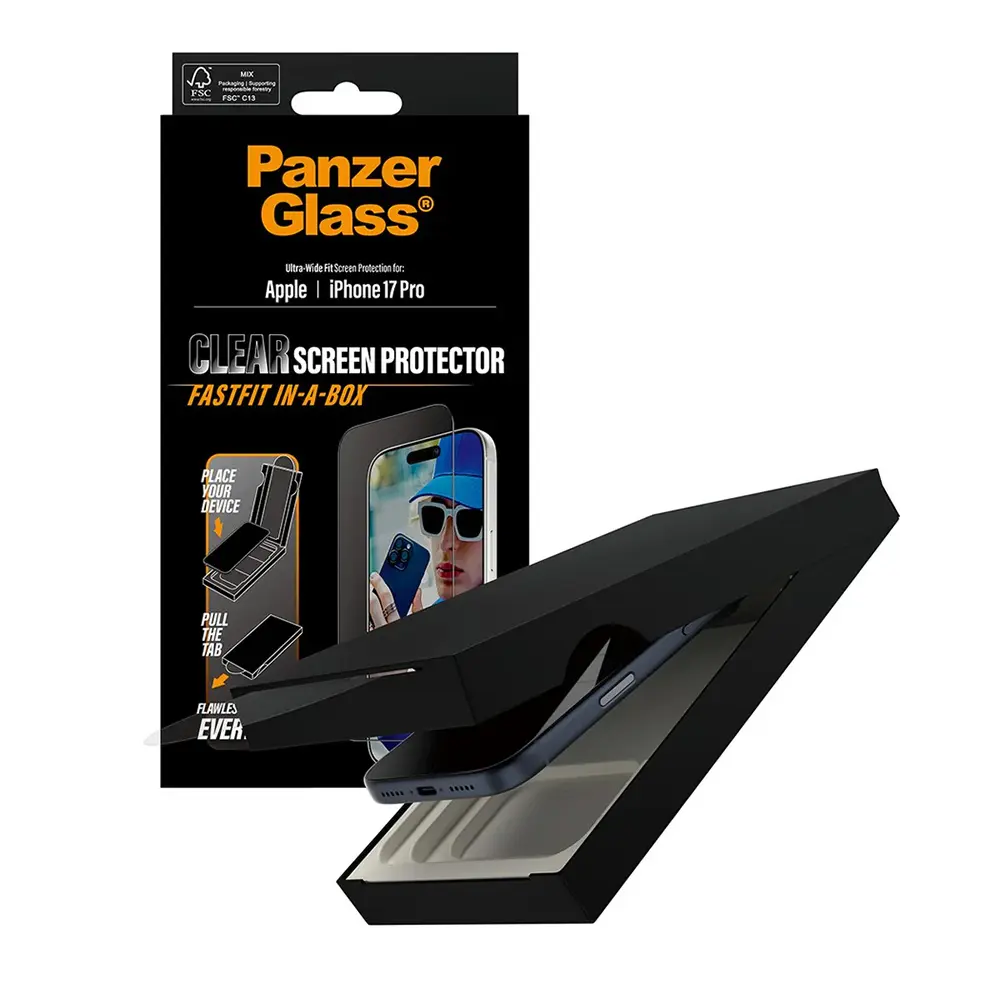 PanzerGlass Ultra-Wide Fit ochranné sklo s FASTFIT IN-A-BOX iPhone 17 Pro černá