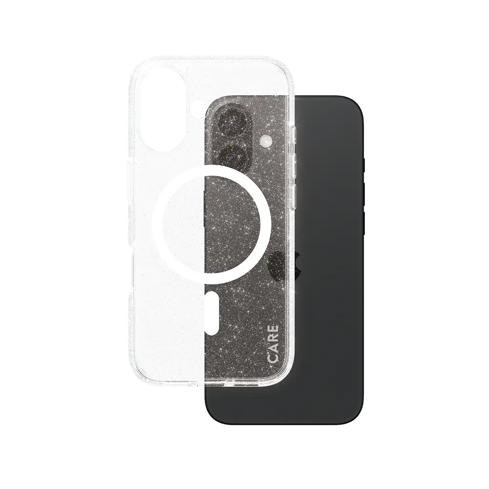 PanzerGlass® CARE Flagship Urban Combat Star Lit Bílý MagSafe iPhone 16 průhledný