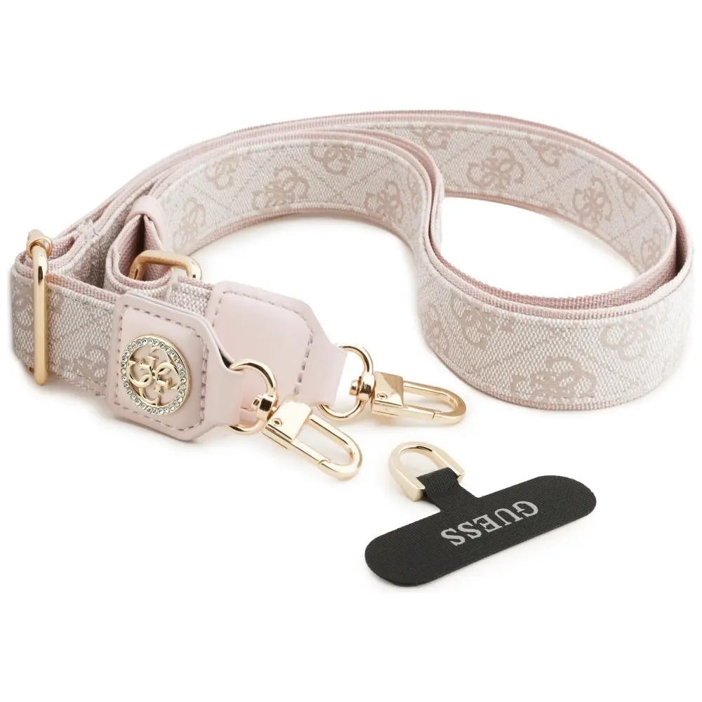 Guess Strap Tether Patch 4G Strass Metal Logo univerzální nastavitelný polyuretanová kůže 1.5m růžová