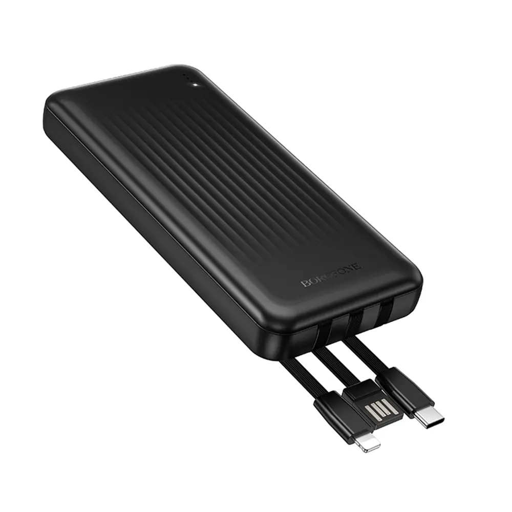 Borofone Power Bank Clever Series BJ79 s vestavěnými kabely 10000mAh černá