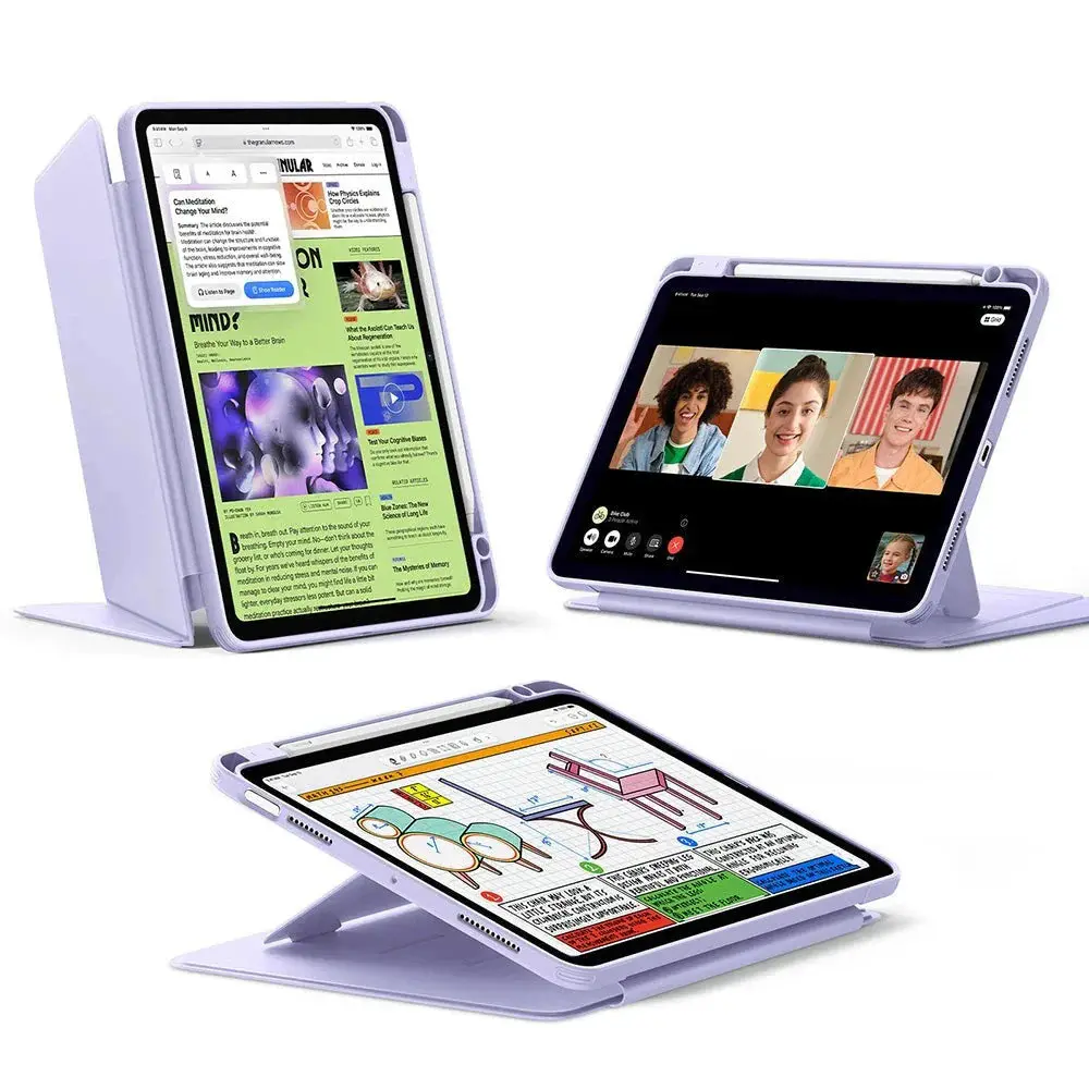 ESR – Flip Hybrid skládací pouzdro s držákem na stylus pro iPad Air 4 (2020) / Air 5 (2022) / Air 11 (2024) / Air 11 (2025) – fialové