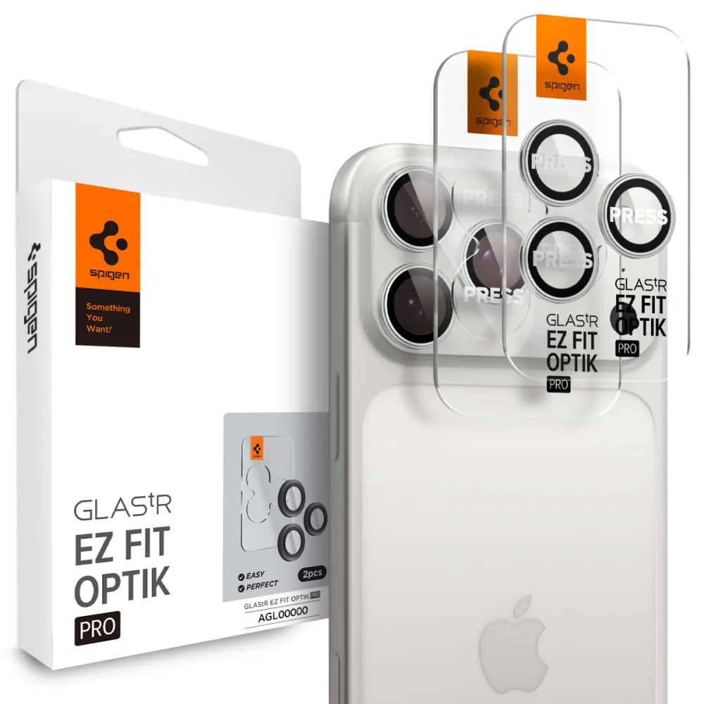 Spigen Optik.tR EZ Fit Pro sklo na kameru 2 ks iPhone 17 Pro Max stříbrná