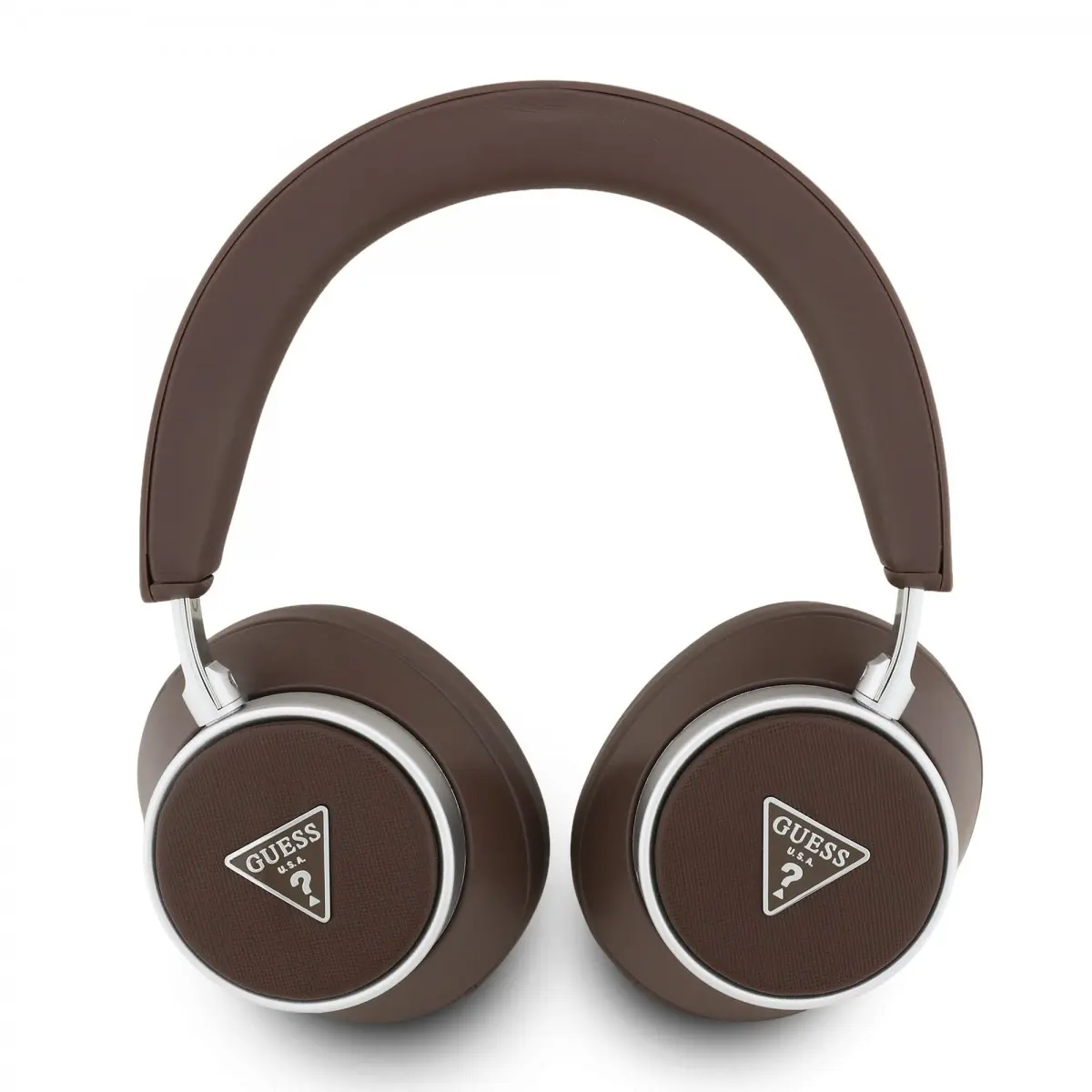Bezdrátová Sluchátka Guess PU Saffiano Triangle Logo ENC Brown