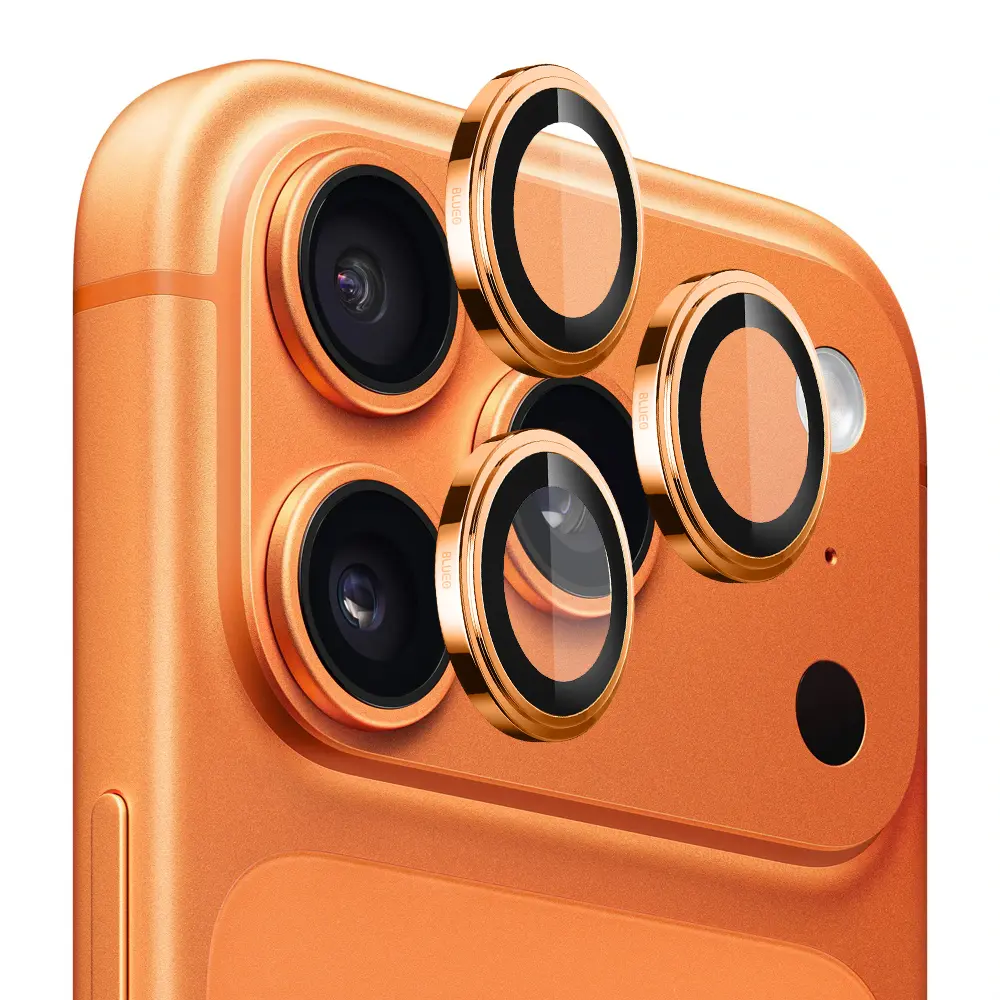 Safírové sklo na čočky pro iPhone 17 Pro / 17 Pro Max Blueo - oranžové