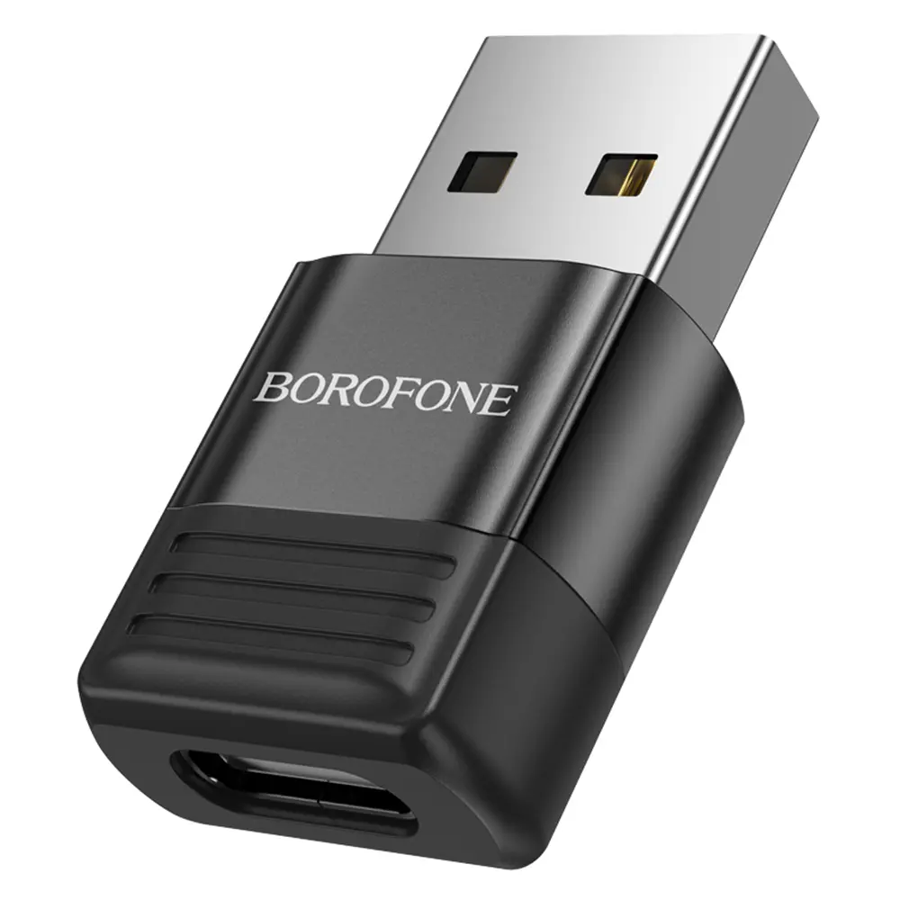 Borofone adaptér BV18 USB2.0 na Type-C s OTG a rychlým nabíjením 3A černý