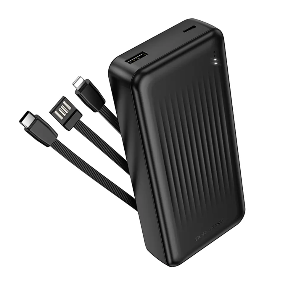 Borofone powerbanka BJ79A s kabely USB-C USB Lightning 20000mAh černá