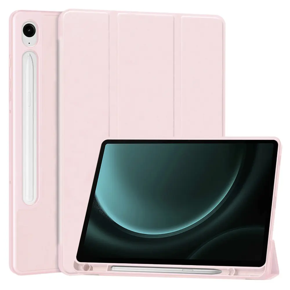 Techsuit Flex Trifold s držákem na tužku Samsung Galaxy Tab S9 S9 FE S10 FE růžový