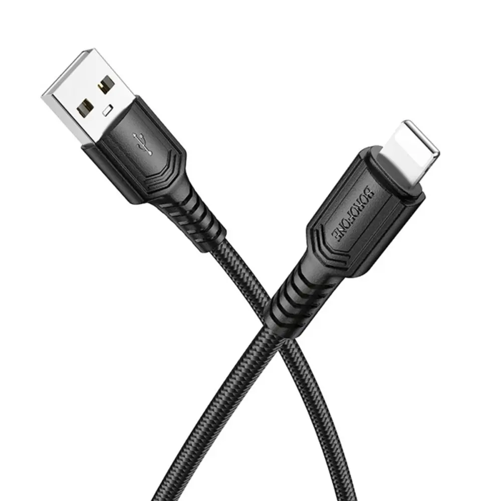 Borofone datový kabel Certain Series BX116 USB na Lightning nylon 2.4A 1m černý