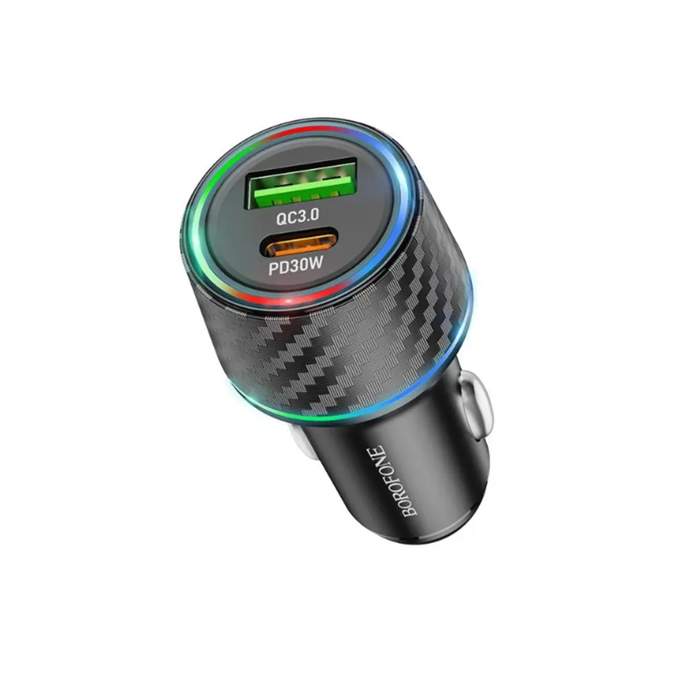 Adaptér do auta Borofone BZ21 s funkcí rychlonabíjení Dual 48W černá
