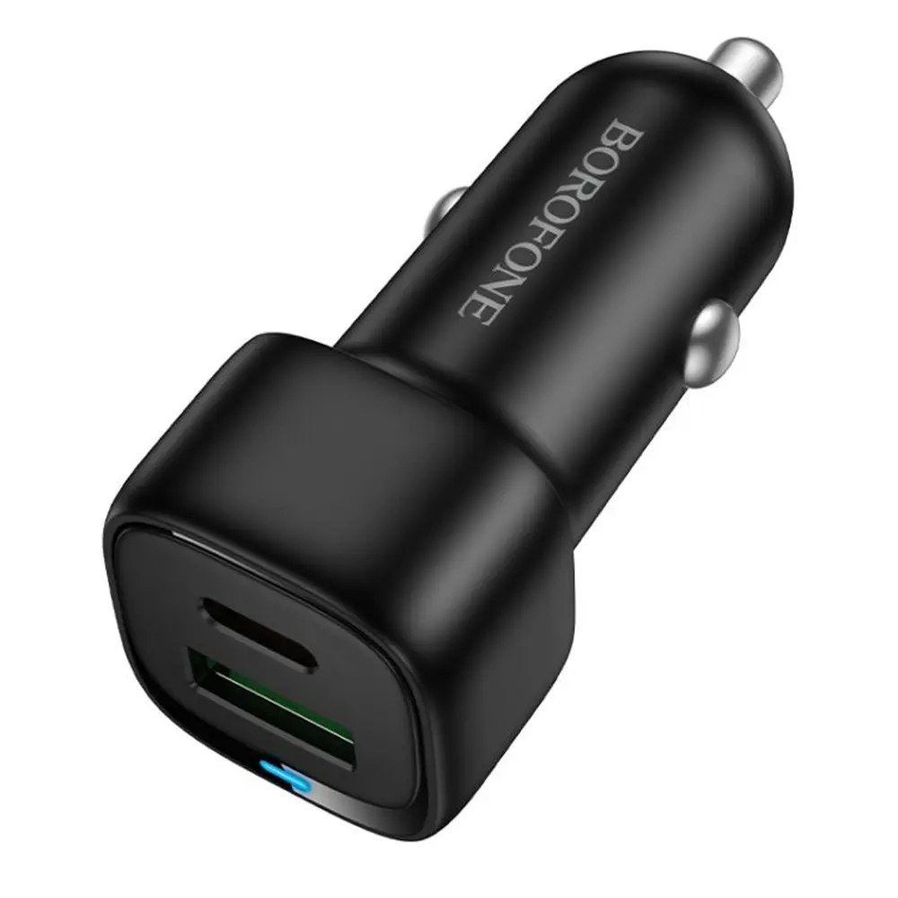 Adaptér do auta Borofone BZ34B Cloud s funkcí rychlonabíjení USB-A+USB-C QC 3.0 PD 38W černý