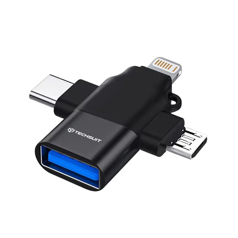 Techsuit Premium OTG adaptér SoundVoltX A17 4v1 černý