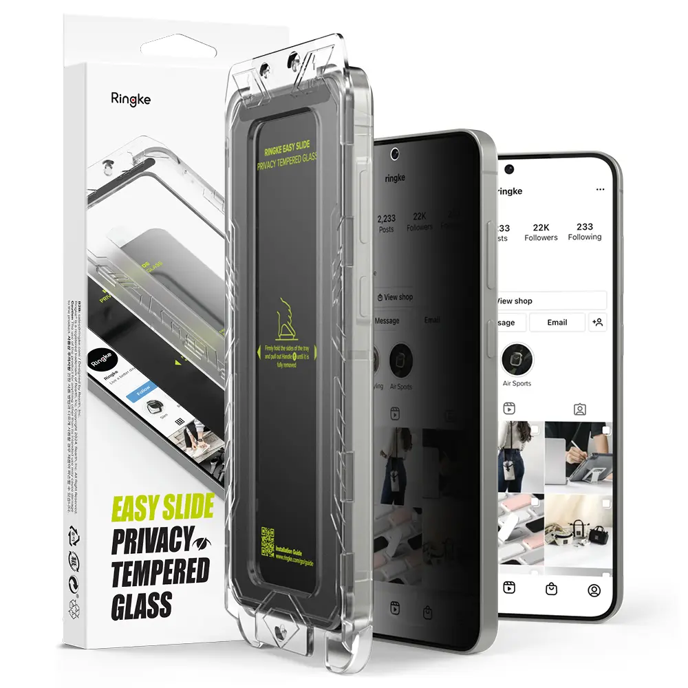 Ringke Easy Slide Privacy Tempered Glass (2 ks) tvrzené sklo s ochranou soukromí pro Samsung Galaxy S25 Plus – Černé