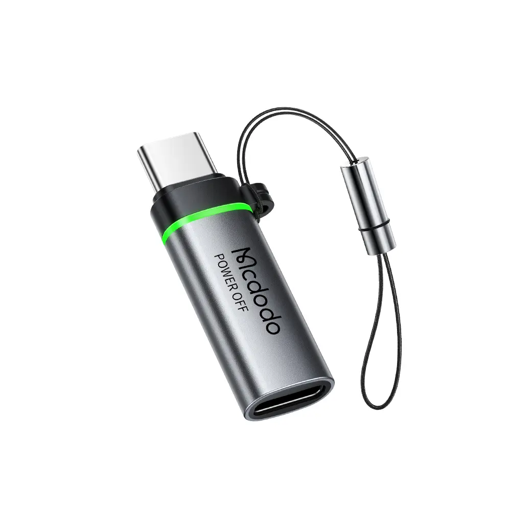 Mcdodo - adaptér s automatickým vypnutím (OT-6010) - Lightning na Type-C, 60W, 3A, 480Mbps, nabíjení a synchronizace dat, s poutkem - černý