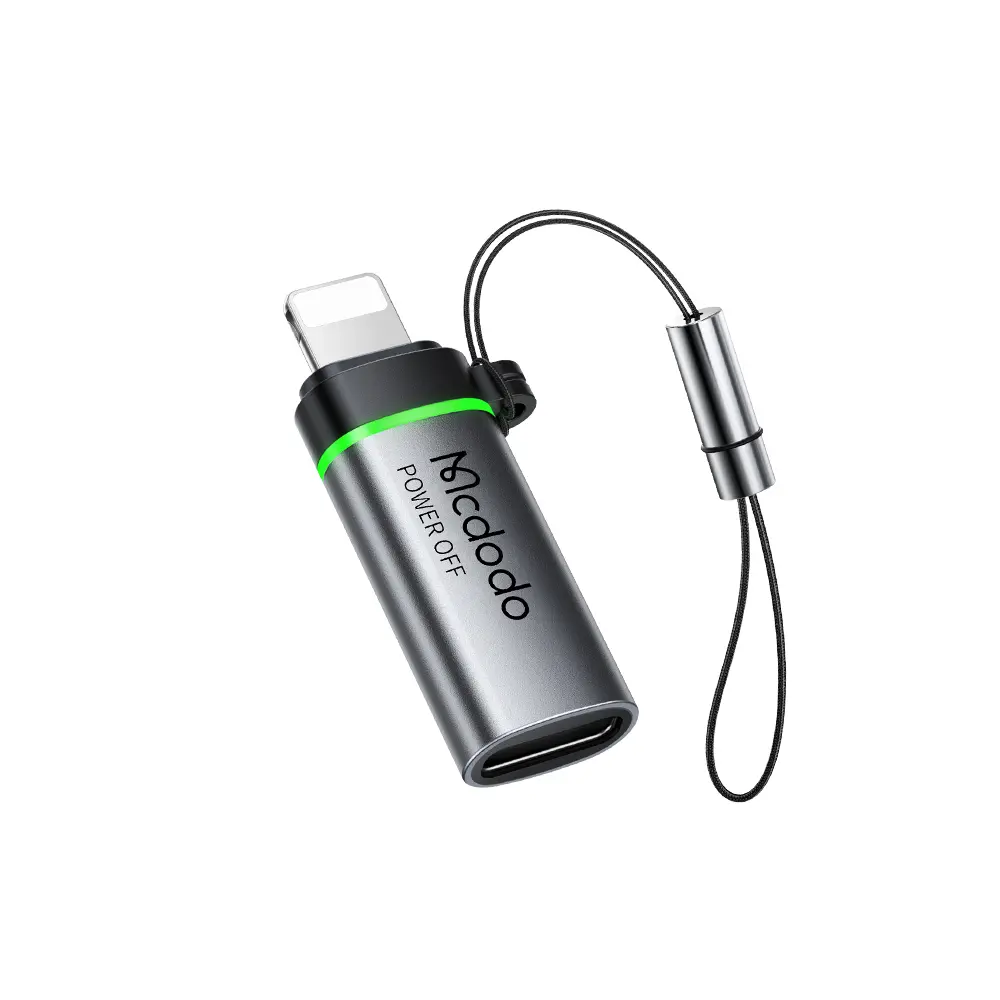 Mcdodo - adaptér s automatickým vypnutím (OT-2590) - USB-C na Lightning, 36W, 3A, 480Mbps, čip E-Mark, rychlé nabíjení, poutko - černý
