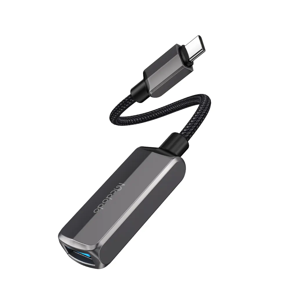 Mcdodo - OTG adaptér (CA-2830) - Type-C na Type-C, USB, hliníková slitina, nylon, 3A, 60W, 13cm - tmavě šedá