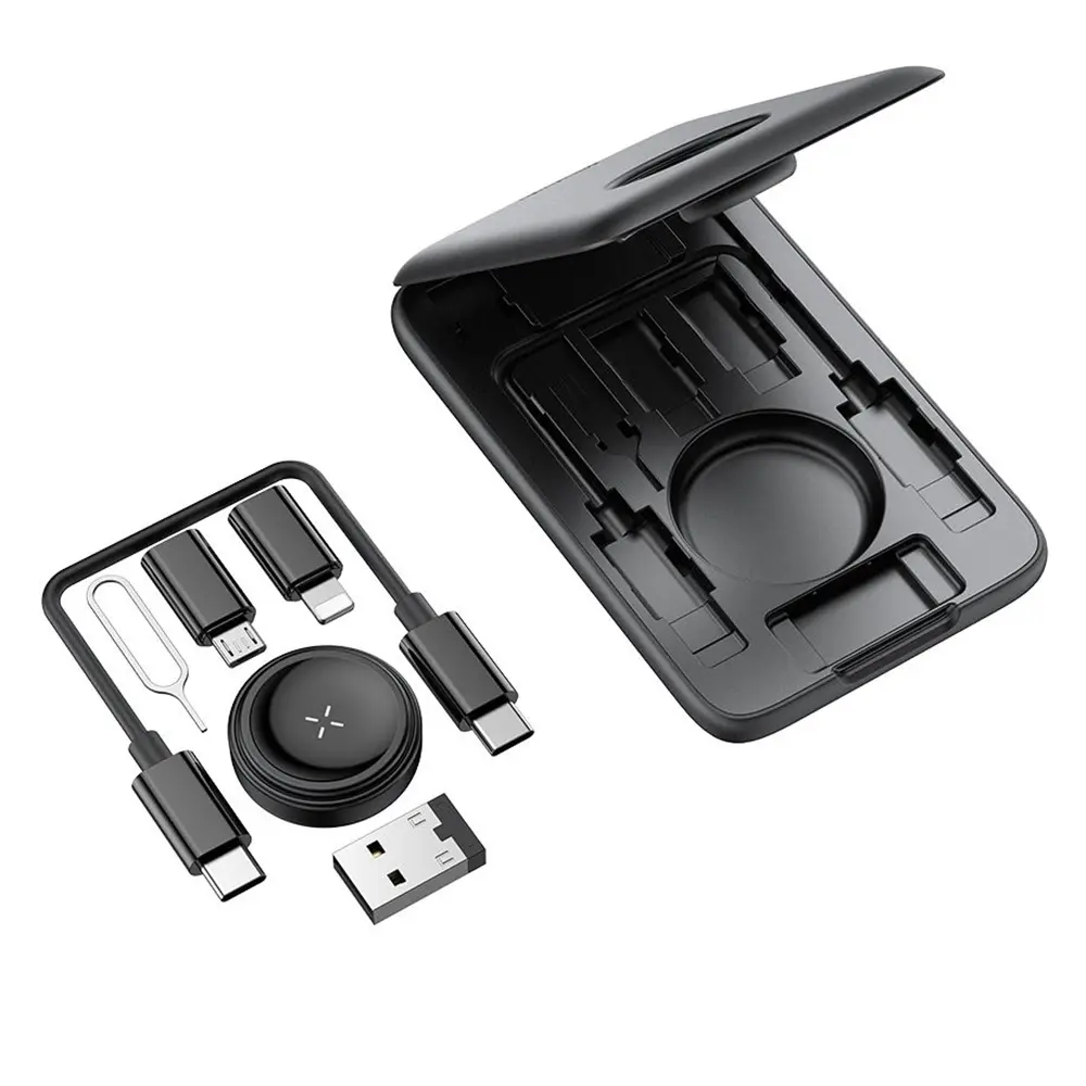 Mcdodo - organizér příslušenství 8v1 (CH-2440) - s vestavěnou nabíječkou Apple Watch, rychlé nabíjení, přenosný design - černá