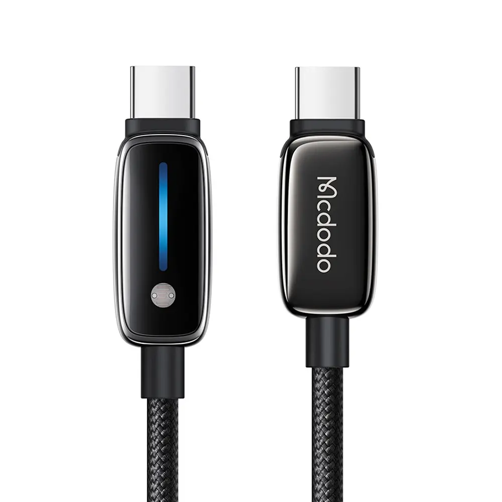 Mcdodo – datový kabel (CA-0100) – s automatickou úpravou jasu, USB-C na USB-C, 100W, 5A, 1,2m – černý