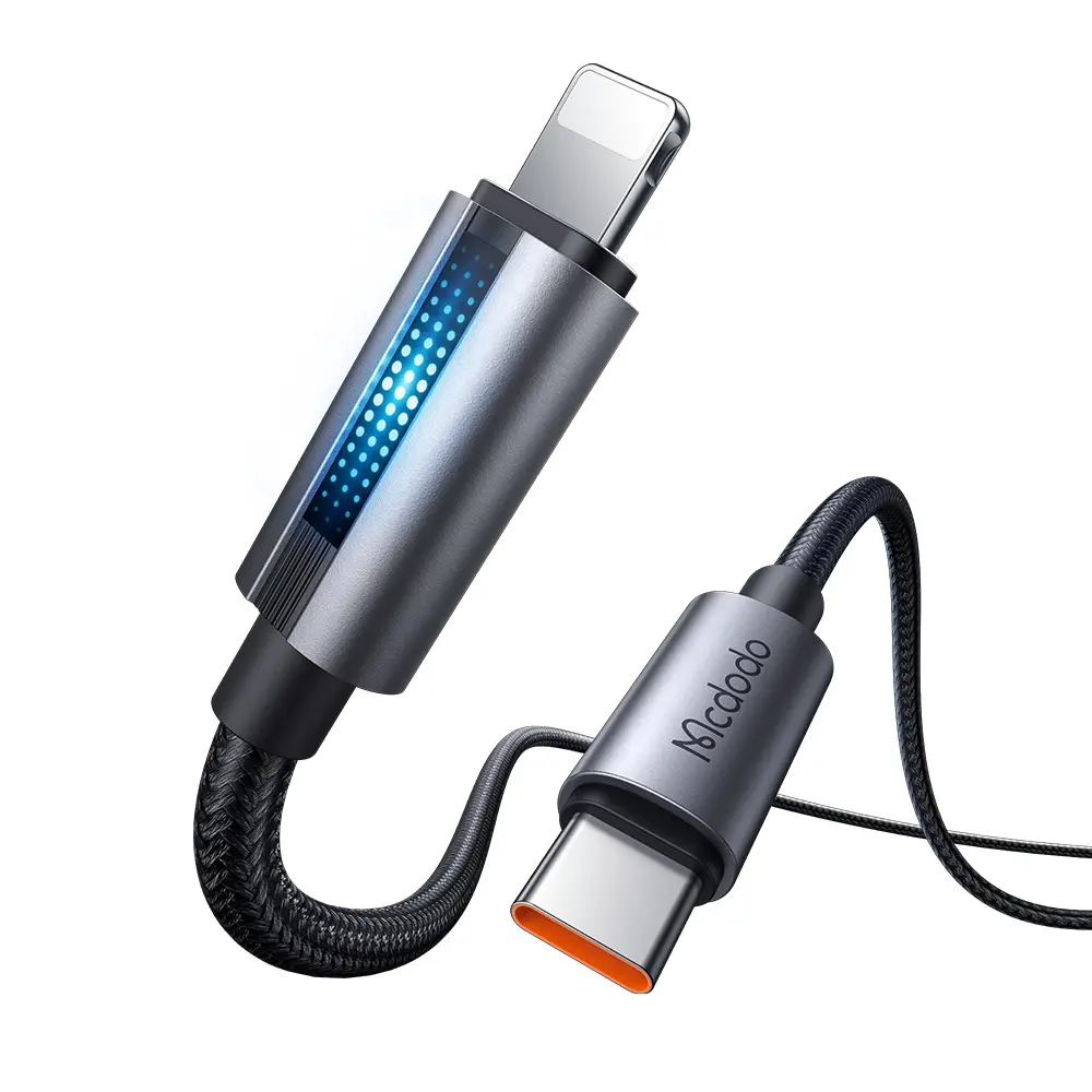 Mcdodo – datový kabel (CA-5710) – s dýchacím světlem, USB-C na Lightning, 36W, 3A, 1,2m – černý