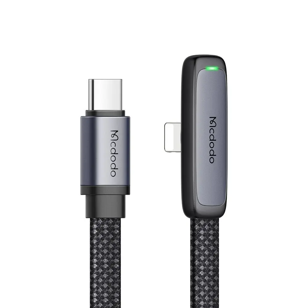 Mcdodo – datový kabel (CA-3350) – Type-C na Lightning, 90stupňový design, 36W, LED indikátor, 1,2m – černý