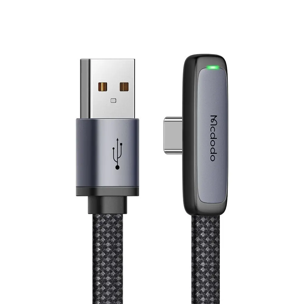Mcdodo – datový kabel (CA-3340) – USB-C na USB-A, 90stupňový design, 100W, LED indikátor, 1,2m – černý