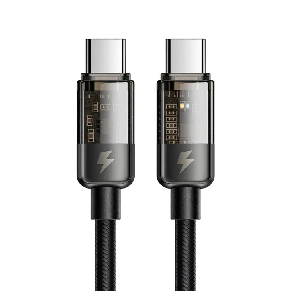 Mcdodo – datový kabel (CA-2840) – Type-C na Type-C, 100W, rychlonabíjení, transparentní design, automatické vypnutí, 1,2m – černý