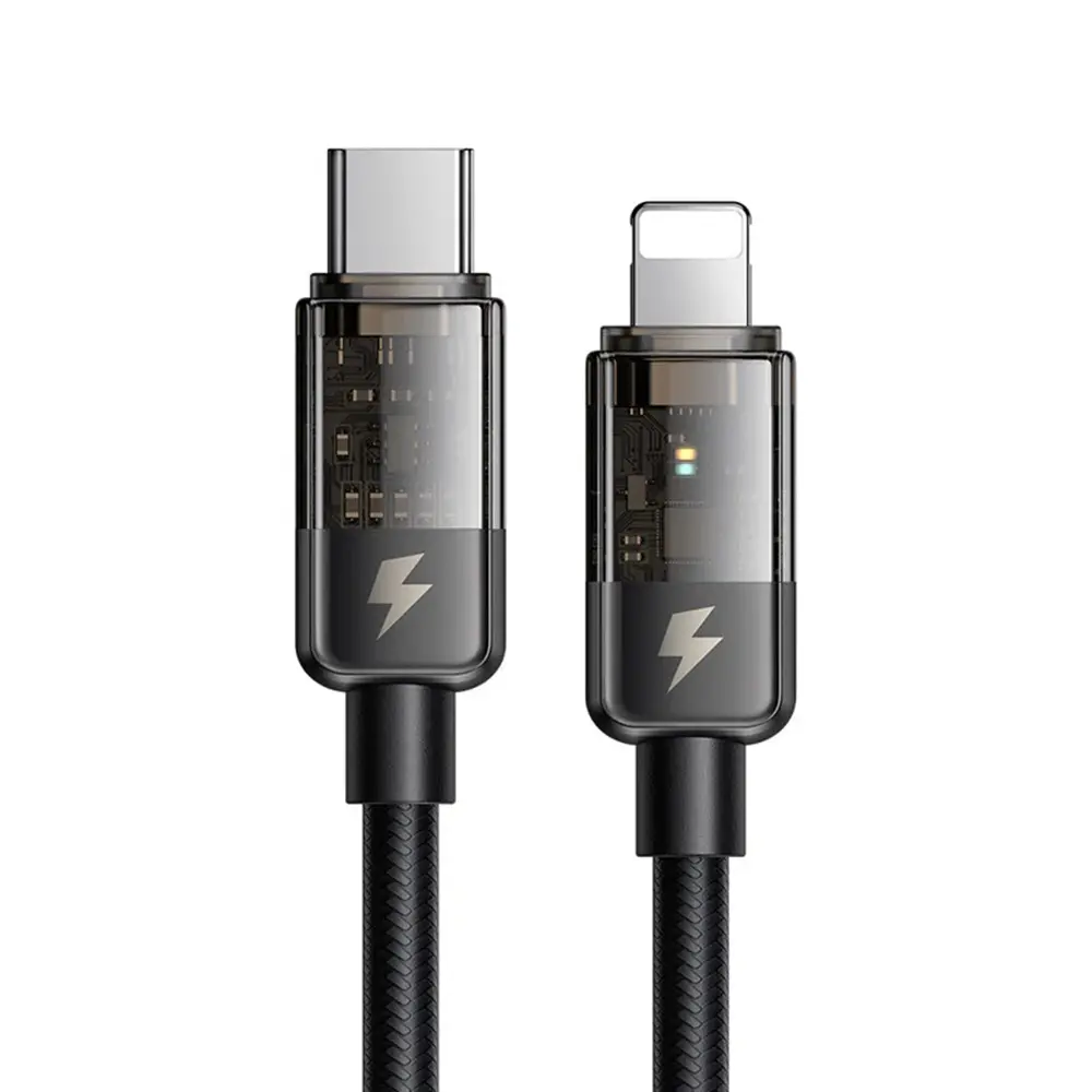 Mcdodo – datový kabel (CA-3160) – USB-C na Lightning, 36W, transparentní design, automatické vypnutí, 1,2m – černý