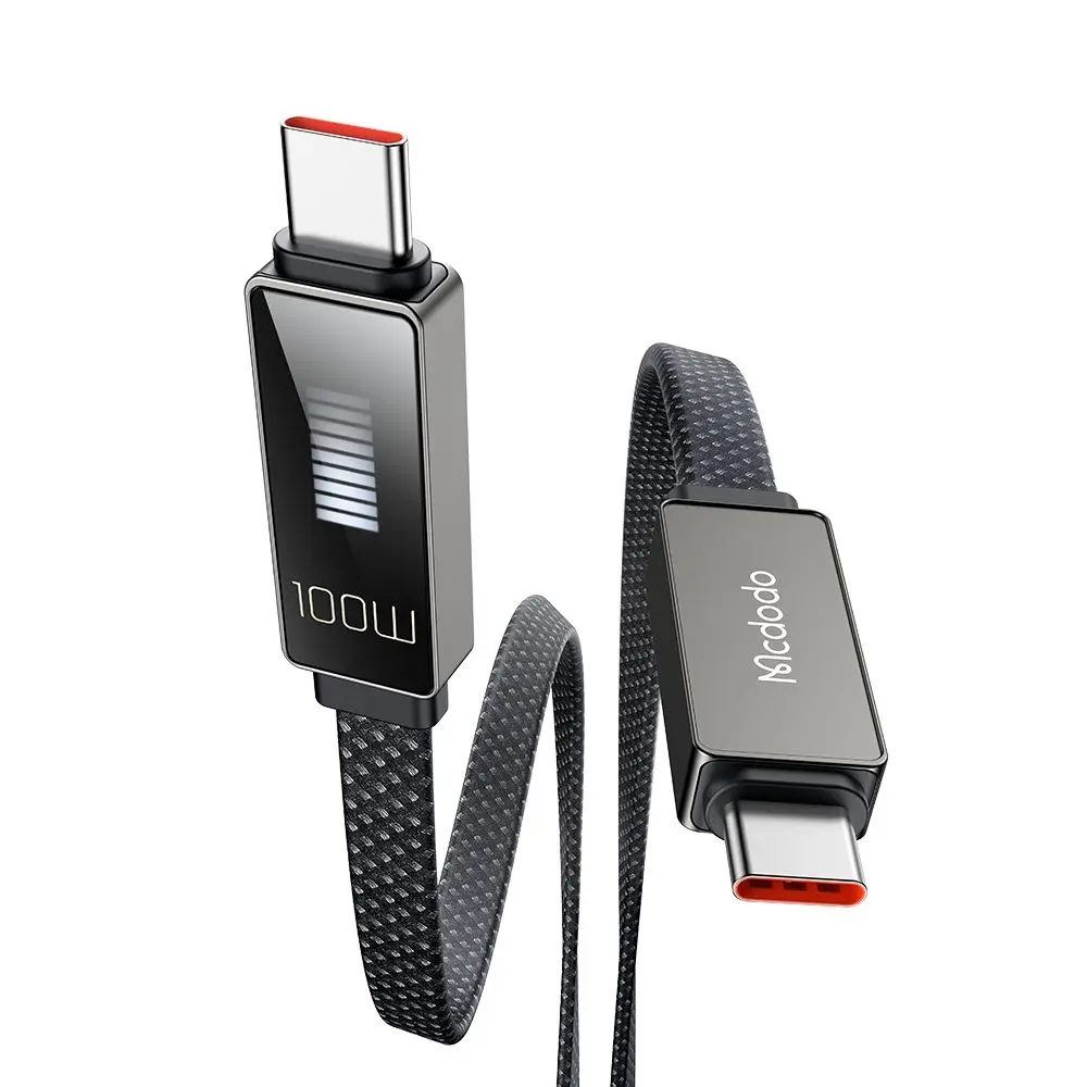 Datový kabel Mcdodo Rythm Series (CA-4470) – Type-C na Type-C, 100W, LED displej, PD rychlonabíjení, 1.2m – černý