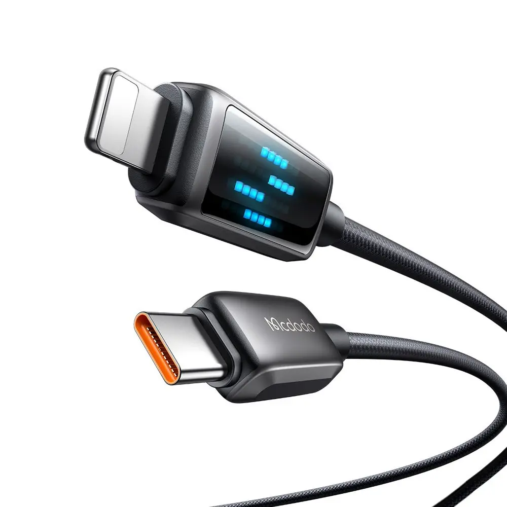 Mcdodo – datový kabel (CA-2630) – USB-C na Lightning, 36W, LED displej, rychlé nabíjení PD, 1,2m – černý