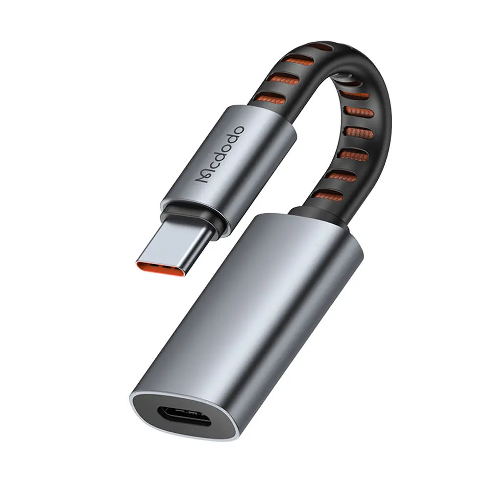 Mcdodo – audio adaptér (CA-4870) – Lightning na Type-C, 2A, 24W, 480Mbps, OTG, podpora rychlého nabíjení, funkce volání, 0,1m – šedá