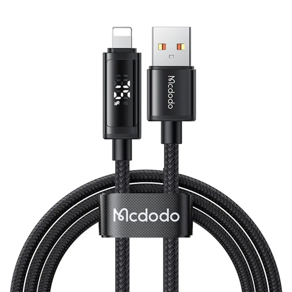 Mcdodo – datový kabel (CA-7970) – USB-A na Lightning, duální LED displej, 3A, 1,2m – černý
