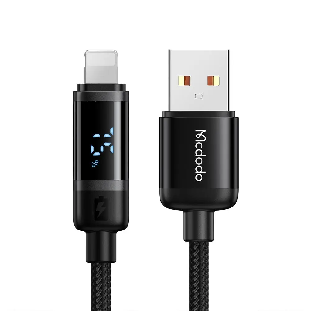 Mcdodo – datový kabel řady BAT (CA-5000) – USB-A na Lightning, digitální displej, 1,2 m – černý