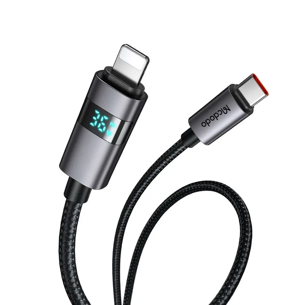 Mcdodo – datový kabel (CA-6570) – USB-C na Lightning, LED displej, 36W, 1,2m – černý