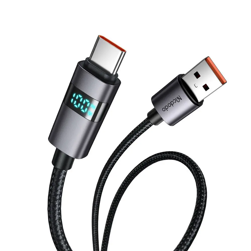 Mcdodo – datový kabel (CA-6520) – USB-A na USB-C, LED displej, 6A, 1,2m – černý