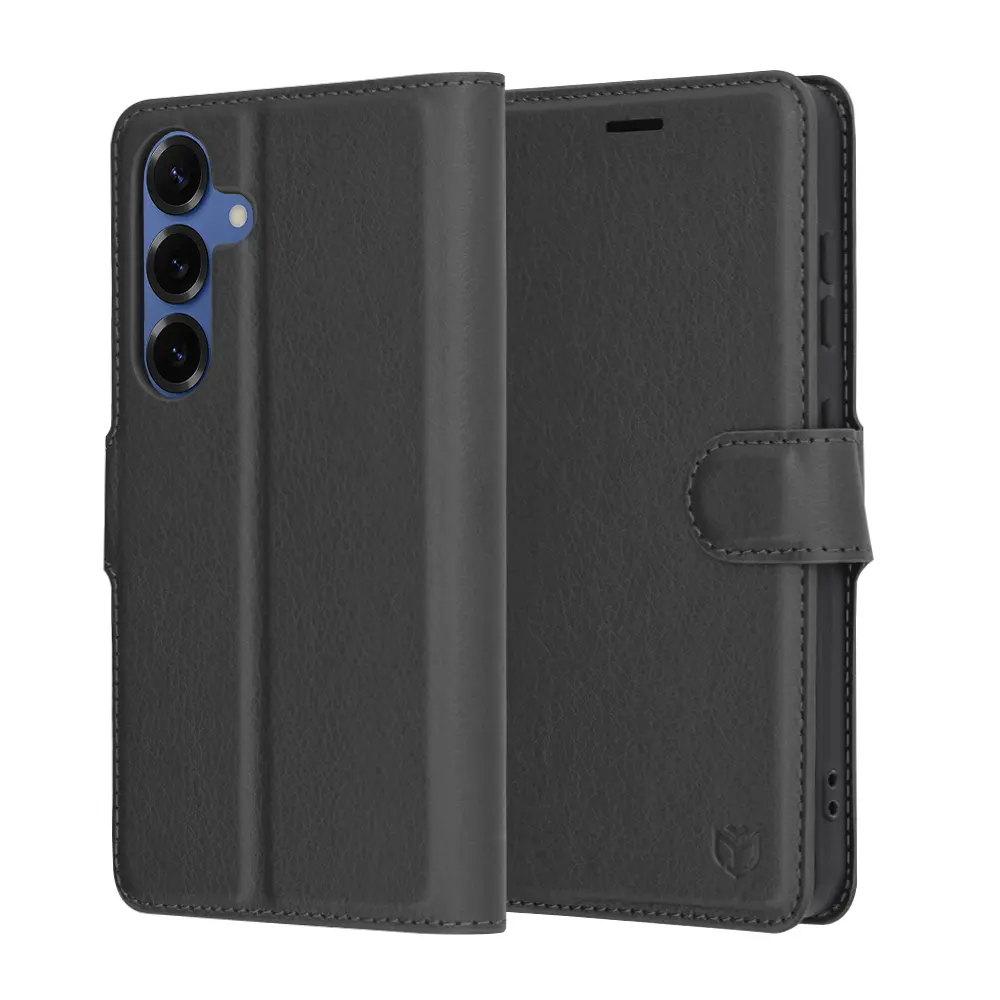 Techsuit – kožené pouzdro – Samsung Galaxy S25 – černé