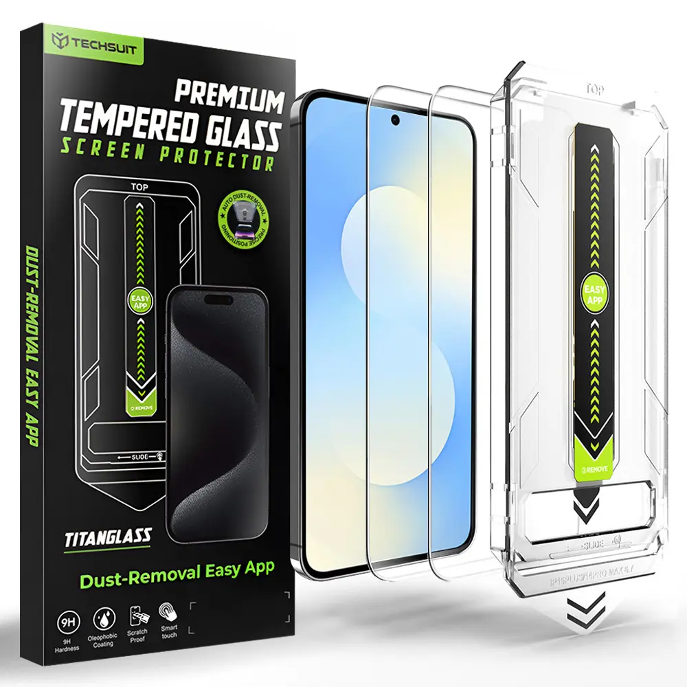 Techsuit - [kompatibilní s odemykáním otiskem prstu] TitanGlass CrystalHD (2 balení) - Samsung Galaxy S25 FE - čirý