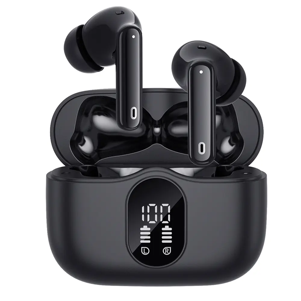 Techsuit – bezdrátová prémiová sluchátka WaveBeat 100 (CW3) – Bluetooth V5.4, 300mAh, ANC, ENC, 4 mikrofony – černá