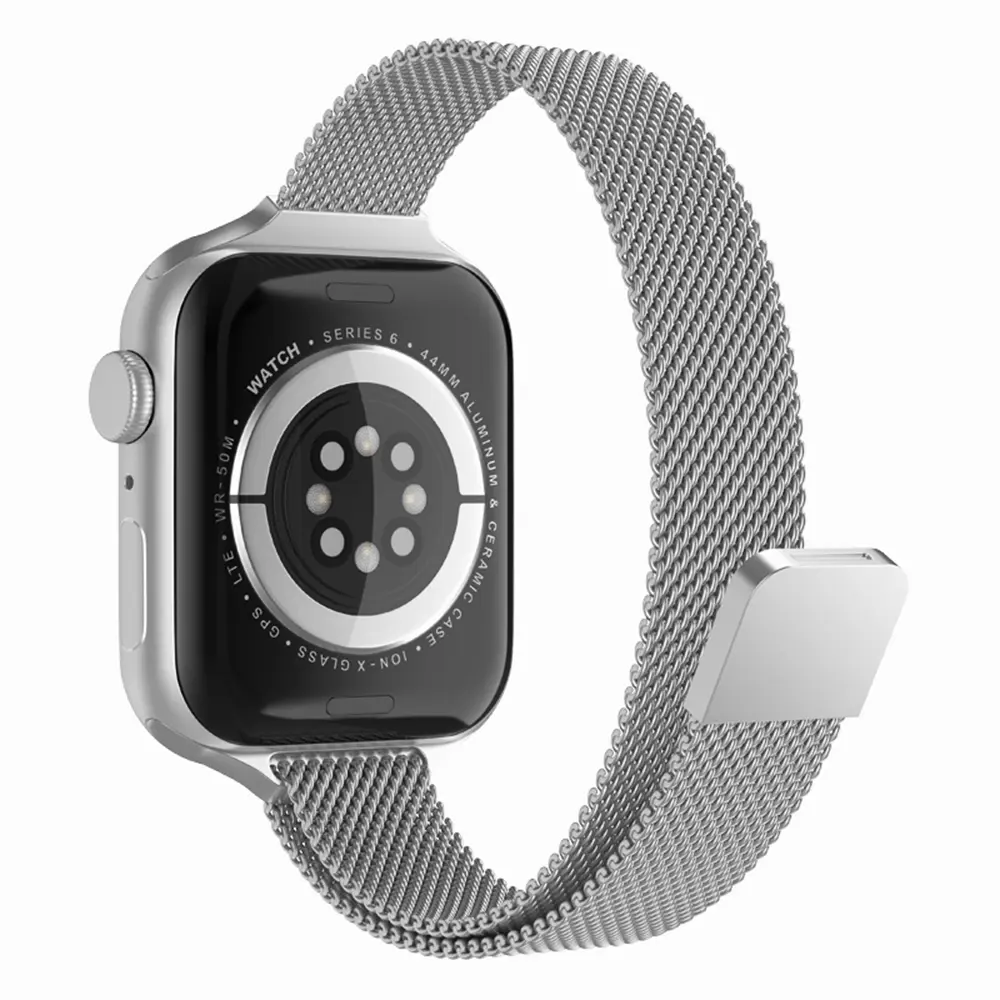 Techsuit - řemínek k hodinkám (W034) - Apple Watch 1/2/3/4/5/6/7/8/9/10/11/SE/SE 2/SE 3/Ultra/Ultra 2/Ultra 3 (42/44/45/46/49mm) - stříbrný