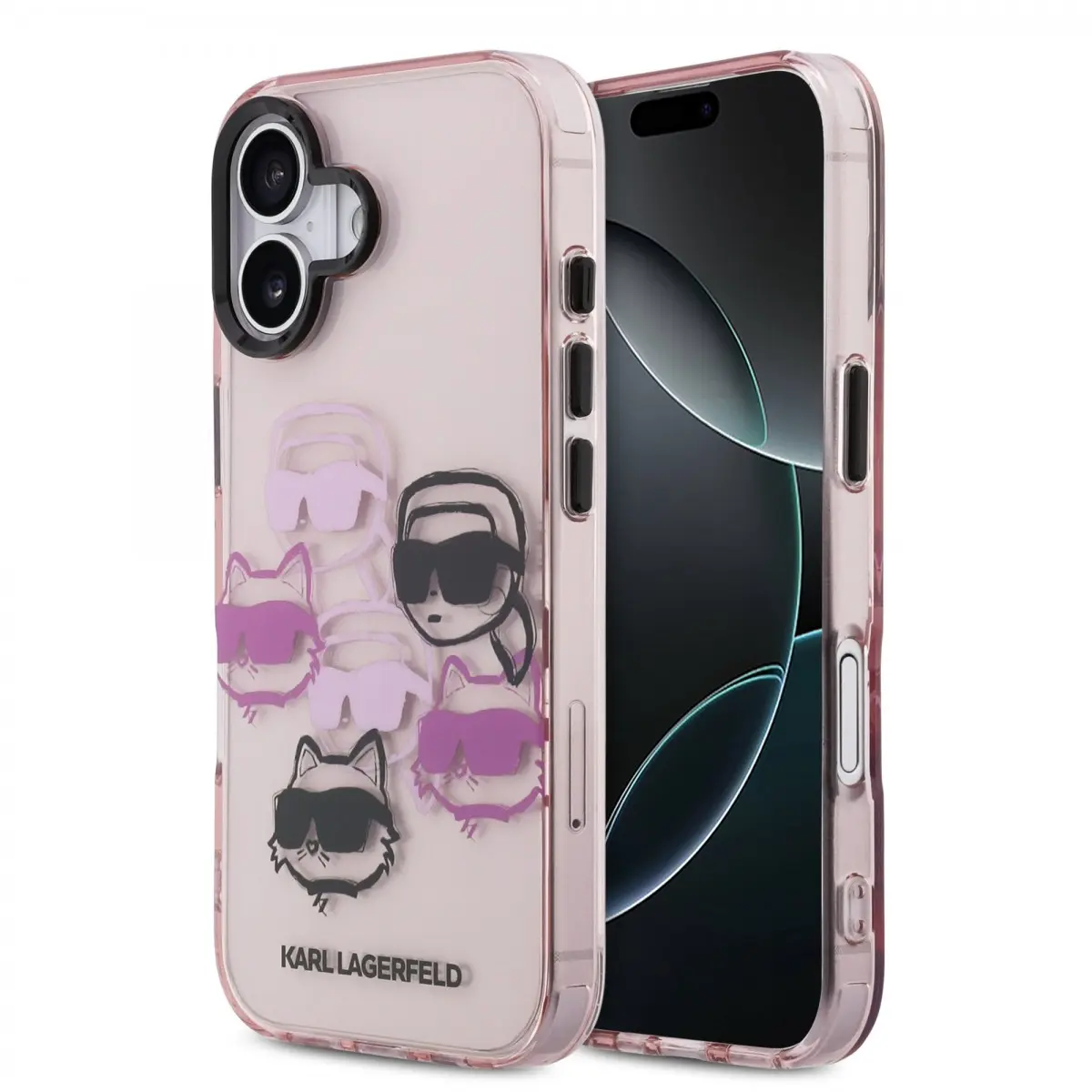 Zadní kryt Karl Lagerfeld IML Multi K&amp;CH Heads pro iPhone 17 Pink