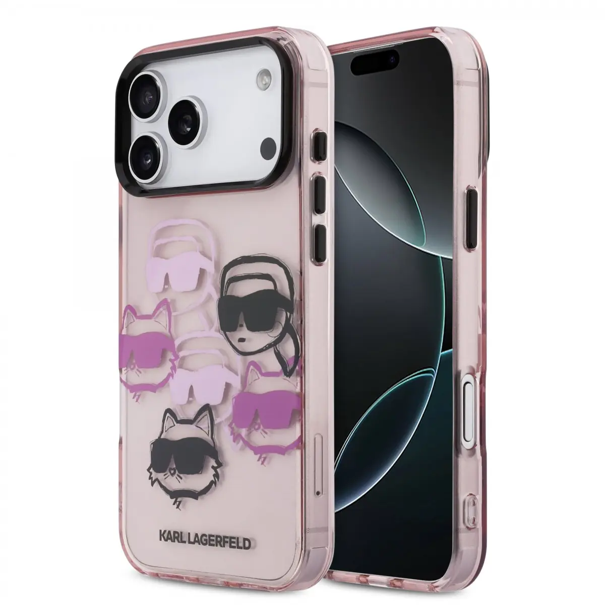 Zadní kryt Karl Lagerfeld IML Multi K&amp;CH Heads pro iPhone 17 Pro Max Pink
